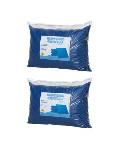 Kit 2 Travesseiro Hospitalar Pós Operatório Revestido em Napa Impermeável 60x40x10cm