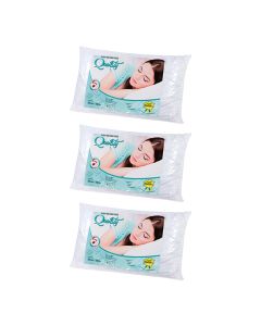 Kit 3 Travesseiro 50x70cm Quality Lavável em Poliéster Super Soft Branco - Celiflex